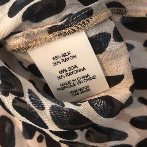 Rebecca Taylor Pebbled Leopard Silk Blend Top XS - Picture 4 of 6
